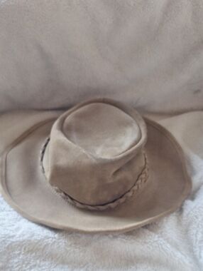 Suede Wide-Brim Braided Band Hat - Taupe